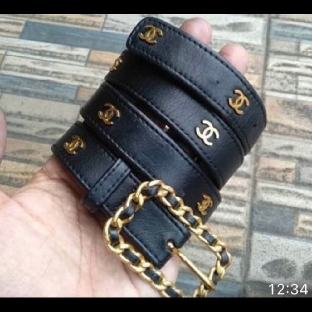 ❌SOLD❌AUTHENTIC CHANEL RARE BELT 32” CC LOGO BLACK